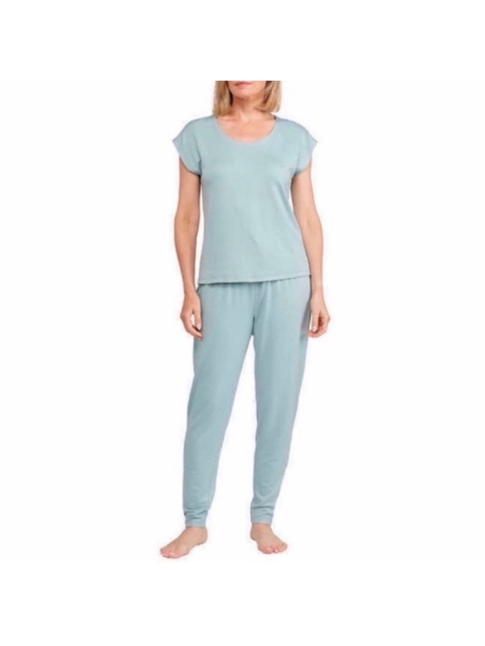 Badgley Mischka Light Green Short-Sleeve Top & Jogger Pajama Set